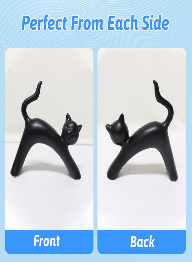 Zerzsy Statue Figurine Sculpture Home Decor,2-Pack Cat Statue Set Gifts for Cat Lover,Black White Kitten Sculptures Small Knick Office Home Decor Desk Accessories Decoration - Image 5